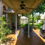 Deck With Zone Enchanting Deck With Alfresco Dining Zone Plan Feat Stunning Exterior Ceiling Fan And Corner Bench Idea Exterior Exterior Ceiling Fans With Stylish Design