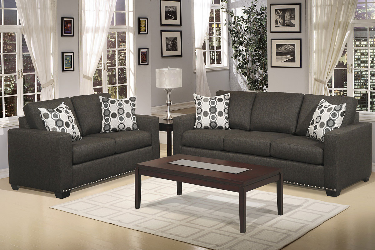 Loveseat And By Enchanting Loveseat And Sofa Completed By Cushions Of Living Room Furniture Sets Furnished With Dark Brown Table On Rug And Table Lamp On Black Nightstand Furniture The Best Living Room Furniture Sets