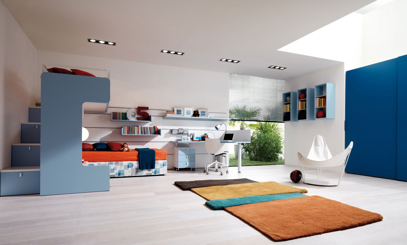 Modern Kids With Enchanting Modern Kids Bedroom Furnished With Orange Single Bed And Wall Cabinets Of Cool Kids Rooms Also Completed With Desk Plus Chair And Thick Rugs Kids Room Desire Behind The Creation Of Cool Kids Rooms