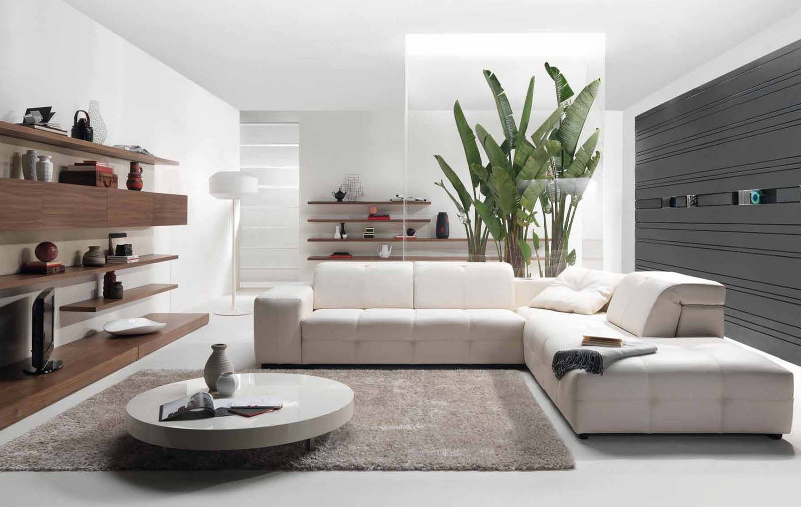 White Sectonal Living Enchanting White Sectional Sofa In Living Room Decorating Ideas Completed With Sleek Round Table On Soft Rug And Furnished With Wooden Wall Cabinets Living Room Tips For Living Room Decorating Ideas