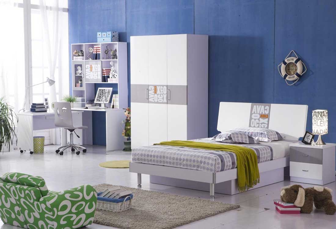 Colorful Decorating Design Excellent Colorful Decorating Kids Bedroom Design With Modern Aquamarine Wall Color Kids Furniture Also Minimalist Desk Kids Model And White Ceramics Design In Smooth Fur Rug Kids Bedroom Ideas Kids Bedroom Sets: Combining The Color Ideas