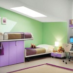 Green Wall Purple Excellent Green Wall Color With Purple Furniture Of Kids Chat Rooms Furnished With Bunk Beds Combined With Cupboards And Completed With Nightstand And Desk Kids Room Design And Furniture Of Kids Chat Rooms