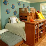 Kids Bedroom Wall Excellent Kids Bedroom With Ocean Wall Design Furnished With Bunk Bed In Wooden Platform And Completed With Kids Room Storage Of Cupboard Kids Room The Two Ideas For Making The Kids Room Storage
