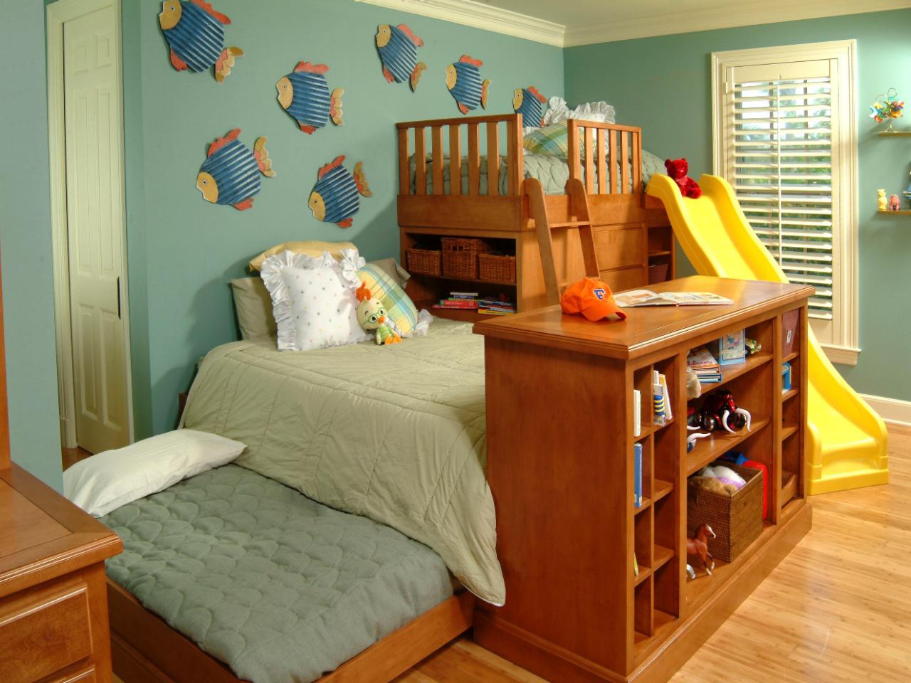 Kids Bedroom Wall Excellent Kids Bedroom With Ocean Wall Design Furnished With Bunk Bed In Wooden Platform And Completed With Kids Room Storage Of Cupboard Kids Room The Two Ideas For Making The Kids Room Storage