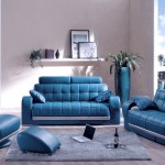 Modern Living Blue Excellent Modern Living Room With Blue Leather Sofa Completed With Living Room Chairs And Ottoman Also Furnished With Soft Thick Rug Furniture Finding Stylish Furniture As Living Room Chairs