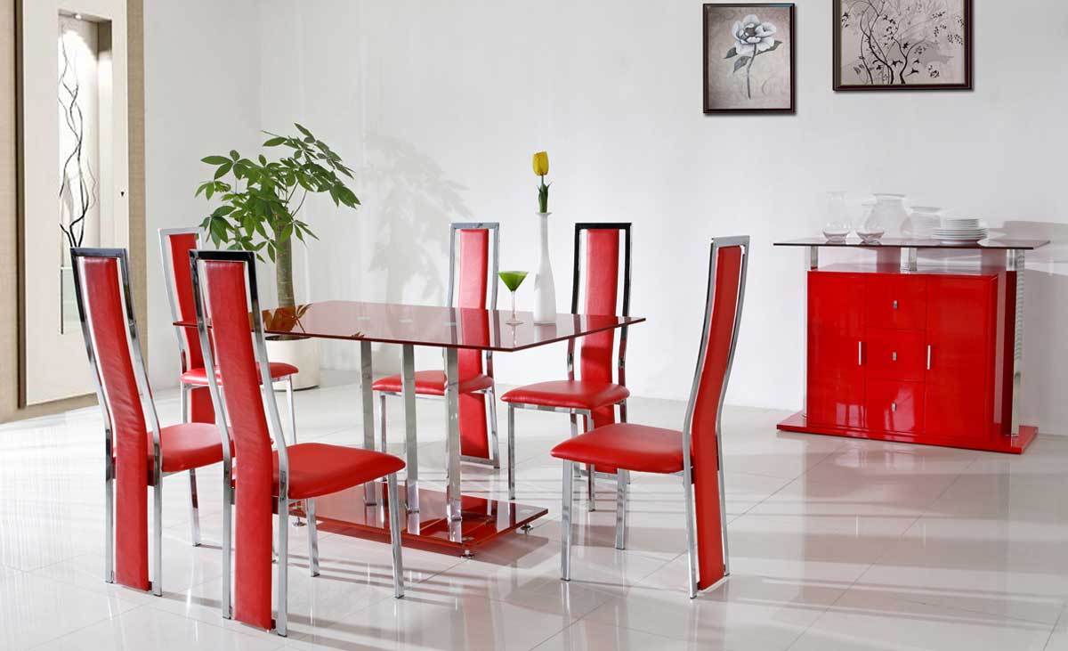 White Modern Color Excellent White Modern Dining Room Color Matched With Red Furniture Of Sleek Table And Cupboards Completed With Dining Room Buffet And Furnished With Elegant Chairs Dining Room Simple And Functional Dining Room Buffet