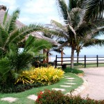 Beach Style Ideas Exciting Beach Style Landscape Design Ideas With Neat Green Grass And Yellow Plants Furnished With Gazebo And Completed With Coconut Trees Exterior Landscape Design Ideas With Natural Decoration