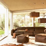 Glass Wall Living Exciting Glass Wall Room Of Living Room Design With Dark Brown Furniture Including Sofa And Soft Table Completed With Pendant Lamps Plus White Rug Living Room Stylish And Simply Living Room Design