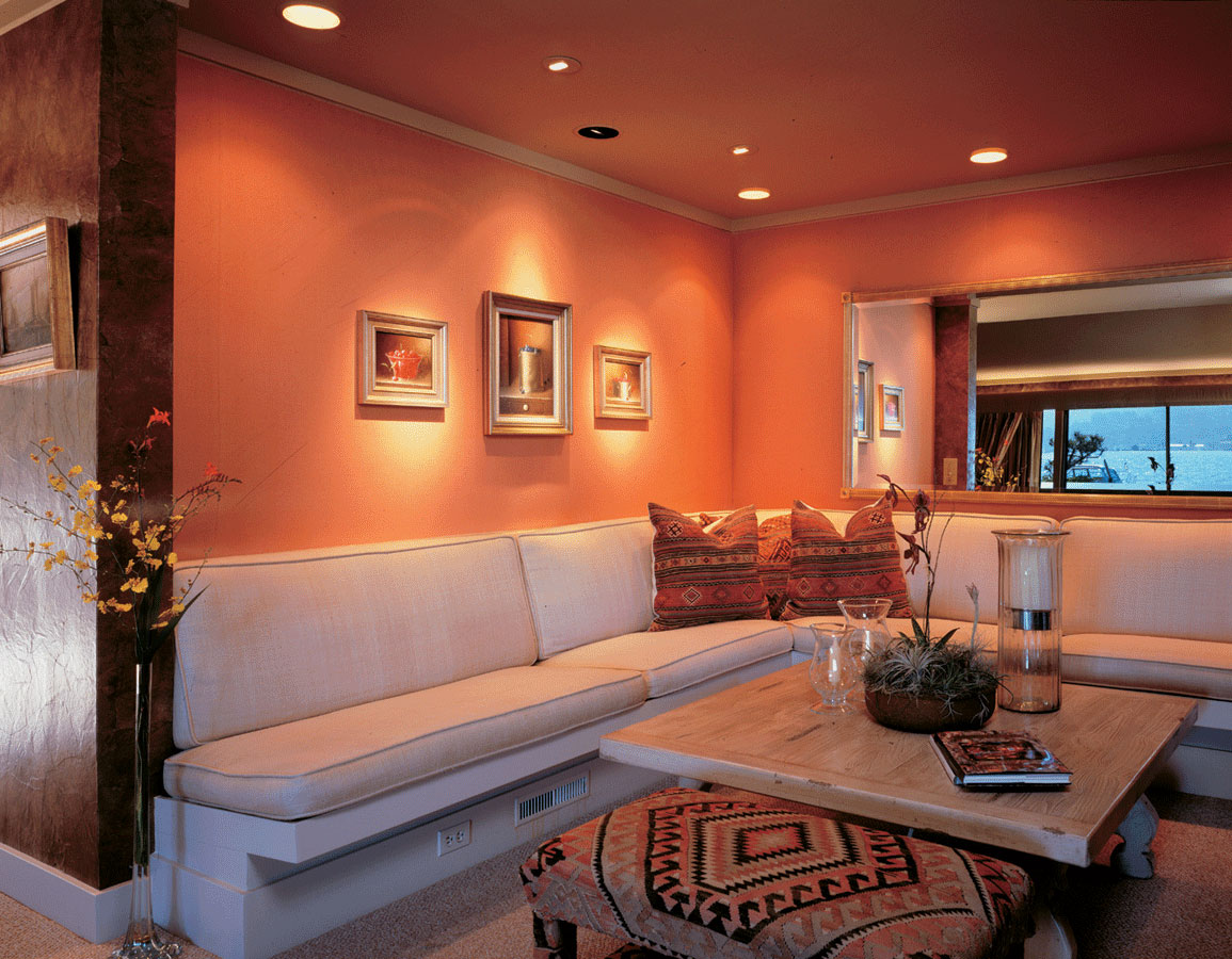 Orange Living Ideas Exciting Orange Living Room Paint Ideas With Wall Frame Picture Decorations Completed With Sectional Sofa And Wooden Table Furnished With Bench Living Room Modern Living Room Paint Ideas With Color Combination