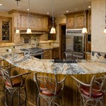 Rustic Kitchen Island Exciting Rustic Kitchen With Kitchen Island In Round Design Equipped With Sink Furnished With Cupboard Completed By Oven Range And Best Kitchen Countertops Kitchen Best Kitchen Countertops: Selecting The Best