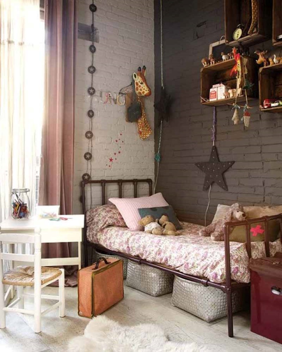 Brick Walls Bedroom Exposed Brick Walls In Vintage Bedroom Idea Feat Metal Bed Frame Design And Small Bedside Table Plus Hanging Shelf Bedroom  Matching The Vintage Bedroom Ideas 