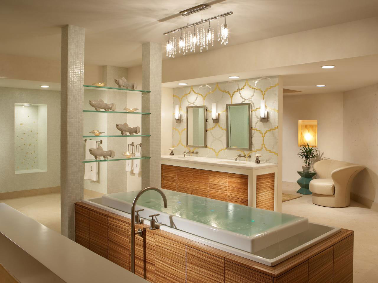 Bathroom Lighting Modern Extraordinary Bathroom Lighting Fixtures In Modern Bathtub Completed With Bathtub And Double Sinks Coupled By Mirror And Furnished With Glass Cabinet Bathroom The Greatnesses Of Bathroom Lighting Fixtures