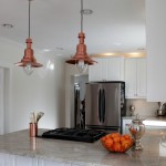 Copper Pendant Kitchen Extraordinary Copper Pendant Lights Over Kitchen Table Feat Island With Cook Top Idea Plus Contemporary White Painted Cabinets Design House Designs  Pendant Lights With Beautiful Copper Shades Become The Center Of Attention In Rooms 