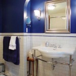 White And Bathroom Extraordinary White And Blue Themed Bathroom Design Ideas With Modern Towel Hanger Design And Classy Wall Lamps Idea Also Interesting Vessel Sink Design Plus Elegance Ceramic Bathroom Floor Idea The New Contemporary Bathroom Design Ideas