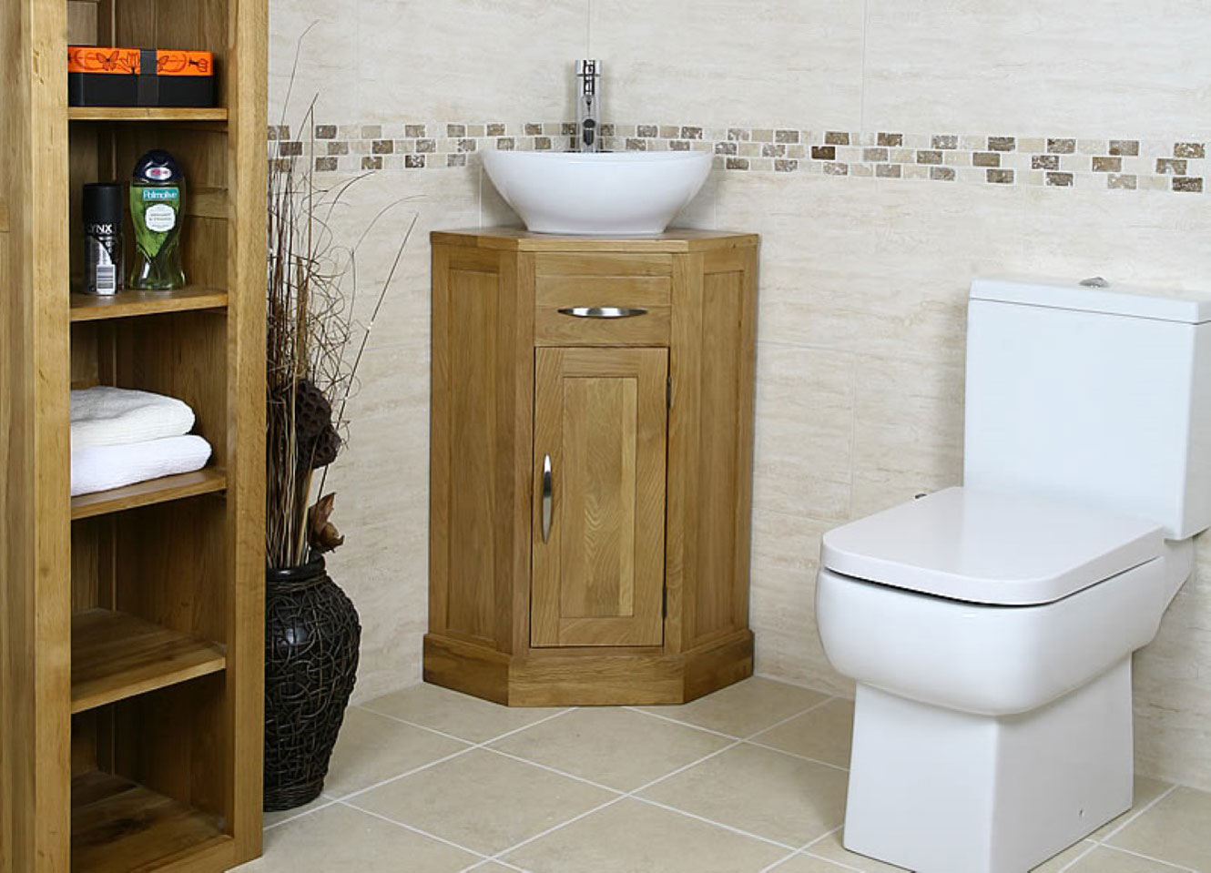 Bathroom Storage Wooden Fabulous Bathroom Storage Ideas With Wooden Materials Completed With Corner Vanity Sink And White Toilet Seat And Furnished With Black Jar Decorations Bathroom Storage Ideas For Your Comfortable Bathroom