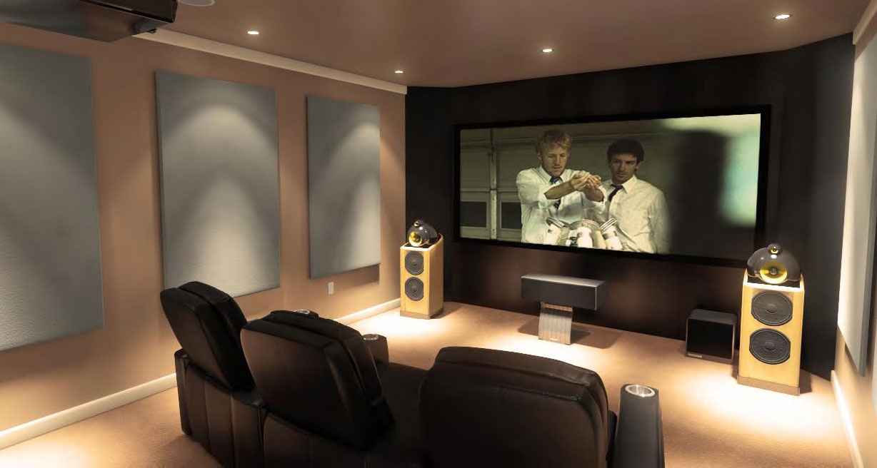 Freestanding Speakers Lighting Fabulous Freestanding Speakers Also Ceiling Lighting And Black Leather Seating In Minimalist Home Theater Idea Decoration  Make Your Own Private Home Theatre 