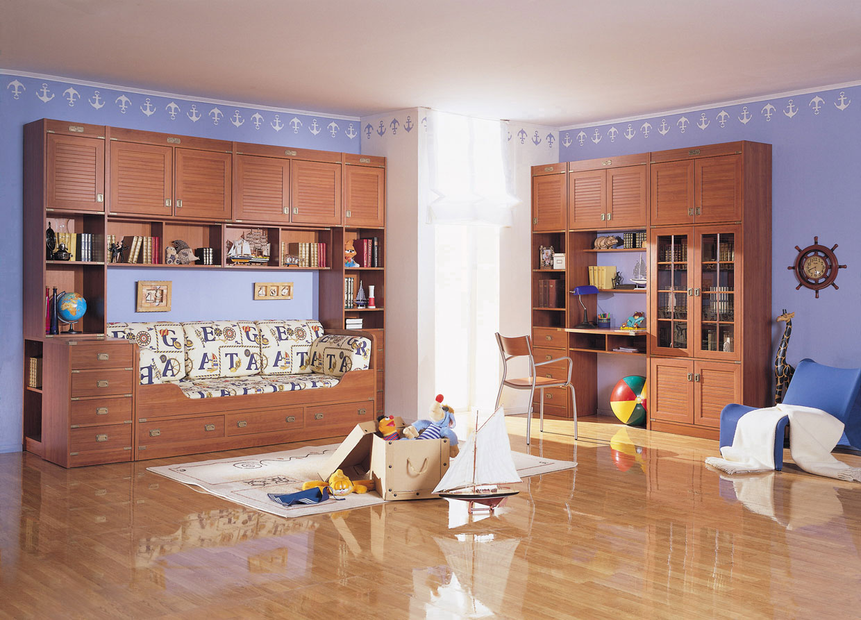 Sleek Flooring Kids Fabulous Sleek Flooring Design In Kids Chat Rooms Furnished With Single Bed Combined With Cupboards And Completed With Desk Plus Blue Chair And White Rug Kids Room Design And Furniture Of Kids Chat Rooms