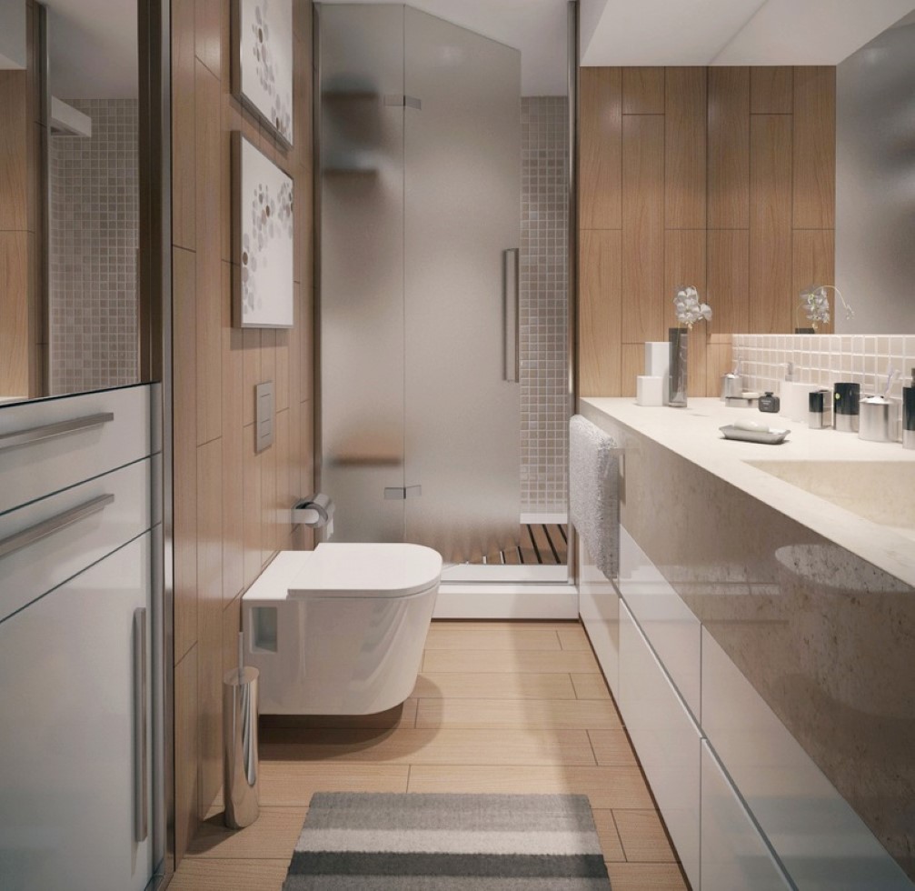 Vanity Cabinet Glass Fabulous Vanity Cabinet Unit And Glass Shower Door Design Also Modern Apartment Bathroom With Wall Mounted Toilet Idea Apartment Modern Minimalist Apartment Bathroom Interior Design With Free Standing Bathtub