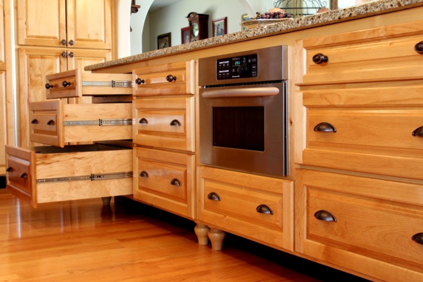 Wooden Cabinets Hardware Fabulous Wooden Cabinets And Black Hardware Idea Plus Under Counter Microwave Feat Beautiful Laminate Floor Design Kitchen  Interesting Information On Under-Counter Microwave 
