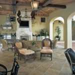 Room Design Floor Family Room Design With Granite Floor Kitchen Chairs Coffee Table And Flat Screened TV On The Chimney Wall In An Outdoor Living Spaces Design Outdoor Charming Outdoor Living Spaces For Your Modern Dwelling