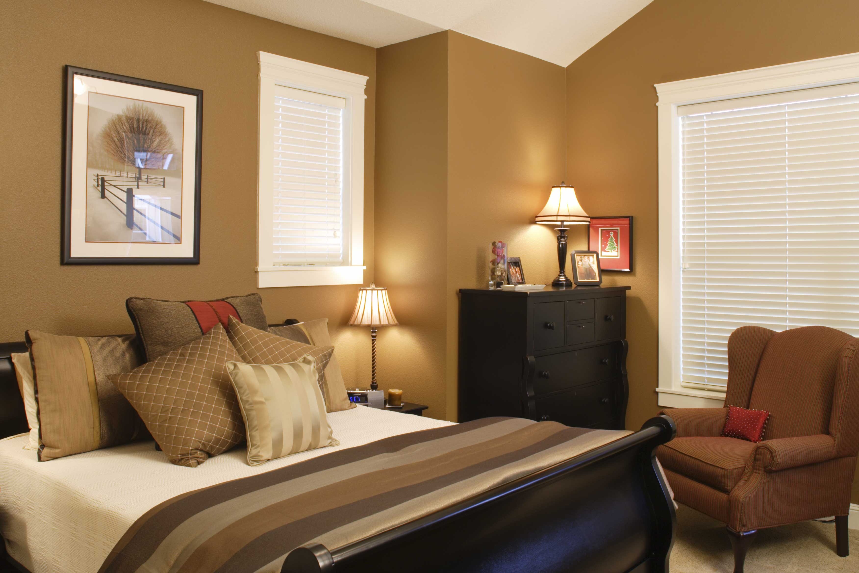 Brown For Colors Fascinating Brown For Calming Paint Colors In Bedroom With Wide Bed And Beige Arm Sofa Bedroom Calming Paint Colors For Bedroom