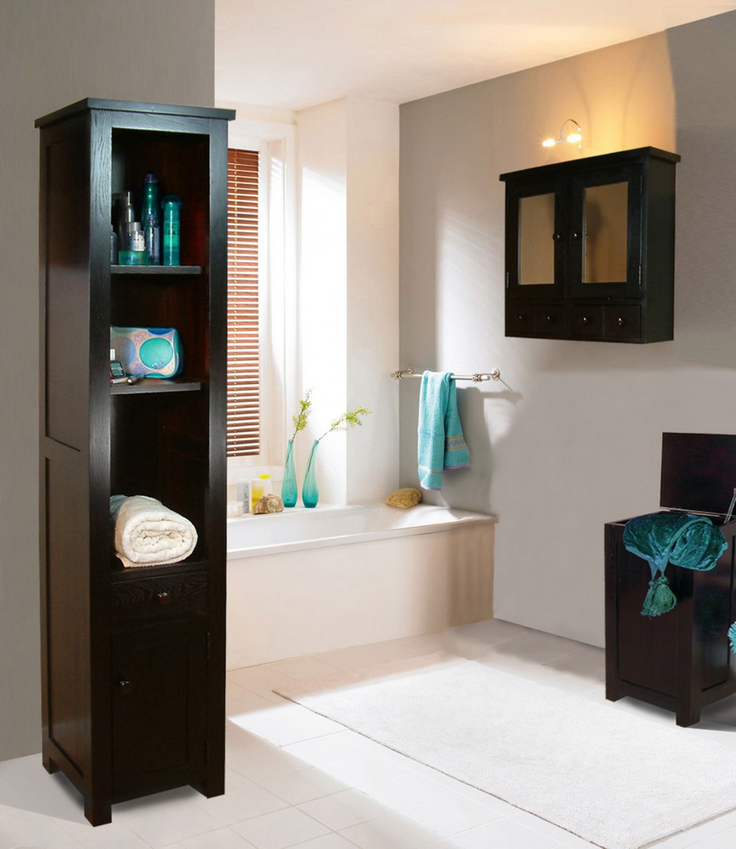 Contemporary Bedroom Furniture Fascinating Contemporary Bedroom With Wooden Furniture Of Bathroom Wall Cabinets Furnished With Vases Flowers On Side Bathtub And Completed With Towel Rack Bathroom The Best Choice For Bathroom: Bathroom Wall Cabinets