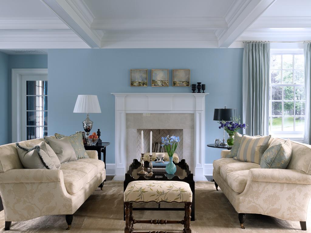 Pastel Blue Paint Fascinating Pastel Blue Living Room Paint Ideas Completed With Double Sofa And Black Antique Table Furnished With Bench And Table Lamp On Nightstand Living Room Modern Living Room Paint Ideas With Color Combination