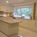 White Modern With Fascinating White Modern Kitchen Design With Island Applying Sleek Ceramics Flooring Completed With Sectional Cupboard Equipped By Sink And Range Kitchen Kitchen Designs With Islands: Modern Kitchen Setting