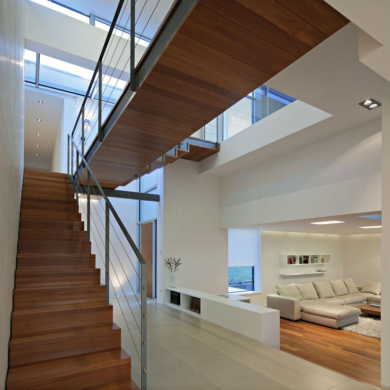 Floor Stairs Design Fashionable Wooden Floor Stairs Modern House Design With Cable Wire Staircase Ideas Architecture Modern Family House With A Indoor Pool And Light Exterior Views