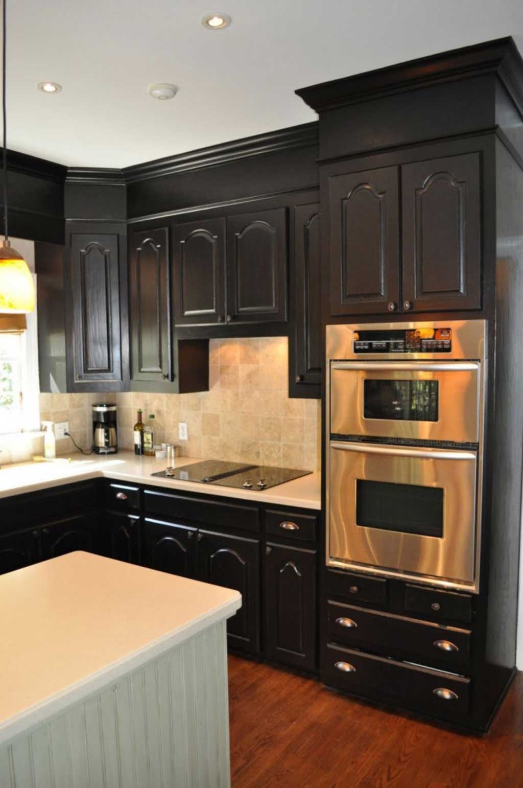 Kitchen Remodel Deluxe Fetching Kitchen Remodel Ideas With Deluxe Black Cabinets Design And Astonishing White Countertop Idea Also Interesting Solid White Granite Top Kitchen Island Cart Design Kitchen Most Popular Kitchen Layout To Emulate Your Own After