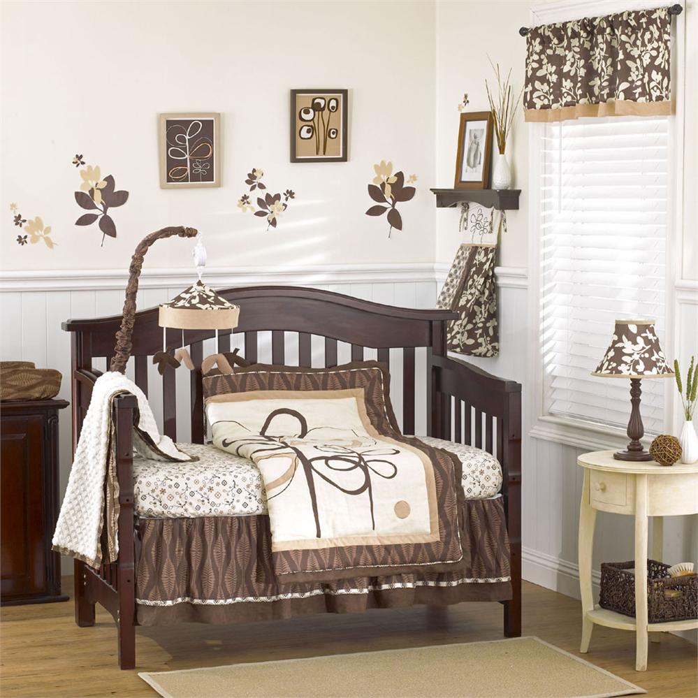 Pattern Baby Sets Floral Pattern Baby Nursery Bedding Sets Combined With Round White End Table And Light Grey Wainscoting Kids Room Beautiful And Comfortable Bedding Sets For Baby Nursery Crib