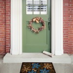 Motif For Mats Flower Motif For Front Door Mats In Small Shape Combined With Green Traditional Door Using Wreath Decoration Decoration Small Front Door Mats With Minimalist Decorations