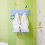 Kids Bathroom Letter Fresh Kids Bathroom Design With Extraordinary Letter Pattern Blue Towel Rack On Fascinating Stripped Green Wall Paint Ideas Bathroom Cheerful And Friendly Bathroom Ideas For Kids