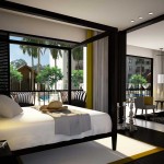 Master Bedroom Living Futuristic Master Bedroom Ideas Open Living Space For Small House Designs And Classic Dark Wooden Canopy Bed Frame Idea Also Natural Striped Wood Flooring Design Bedroom Master Bedroom Ideas: Considering The Aspects