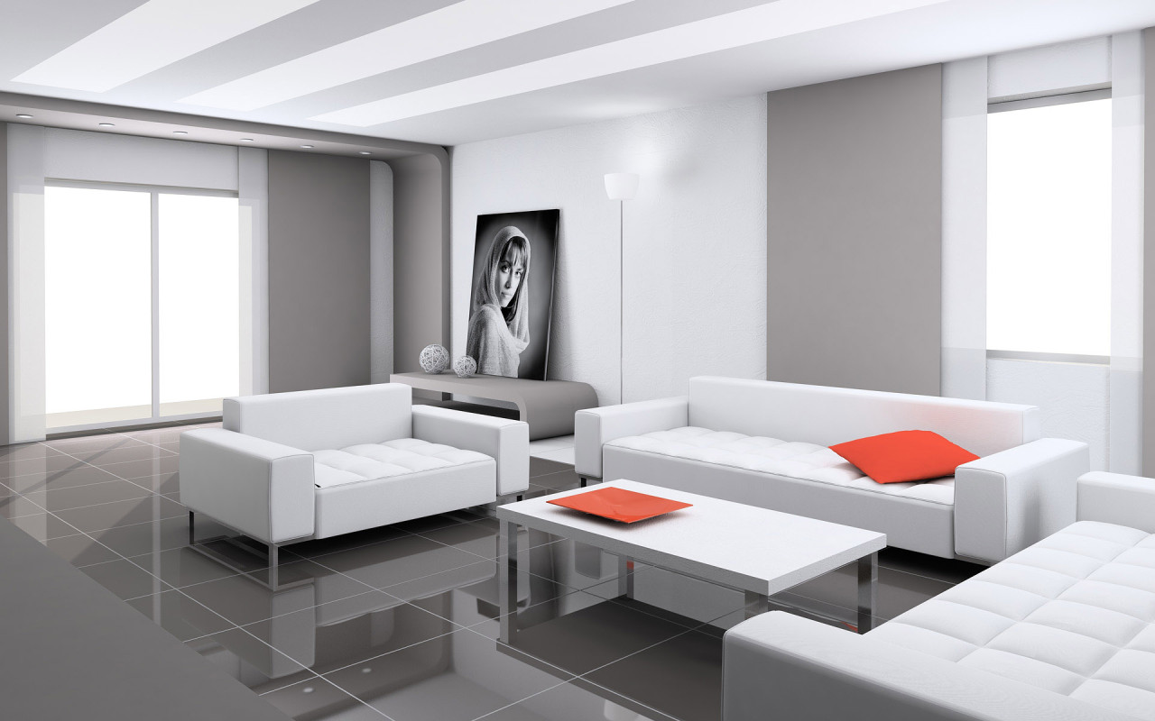 Modern White Interior Glamorous Modern White Living Room Interior With Grey Ceramics Flooring And White Furniture Of Living Room Decor Including Sofa Also Table And Chairs Living Room Beautifying Living Room Decor Through The Right Room Spots