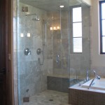 Frameless Shower Two Glossy Frame Less Shower Doors With Two Lamps In Modern House Bathroom Icon Bathroom Frameless Shower Doors And Pros-Cons You Must Know
