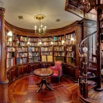 Chandelier Feats Chair Gold Chandelier Feats Comfortable Reading Chair Also Spiral Staircase And Luxurious Library Architecture Design Architecture Fetching Home Library For Private Collection