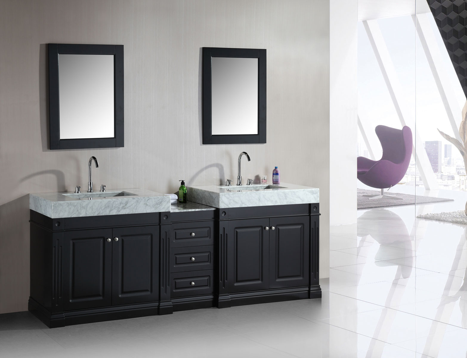Black Bathroom Combined Gorgeous Black Bathroom Vanity Storage Combined With Double Sinks And Faucets Set Under Rectangular Wall Mirrors Design Bathroom  Double Function From Double Sink Vanity 