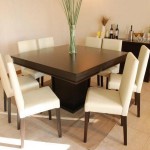 Floor Tile White Gorgeous Floor Tile Design Plus White Leather Chairs Also Minimalist Square Dining Table With Black Color Dining Room  Square Table For Fascinating Dining Room Design 