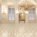 Geometric Floor And Gorgeous Geometric Floor Tile Pattern And Oversized Wall Mirror Decor Idea Plus Glamorous Chandelier Design House Designs  Floor Tile Patterns For Beautiful Rooms 