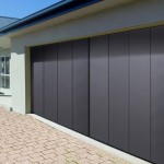 Sliding Garage In Graceful Sliding Garage Doors Design In Stylish Grey Color Using Modern Decoration Combined With Paver Garage Flooring Style Decoration Sliding Garage Doors Making Faster To Access Your Garage