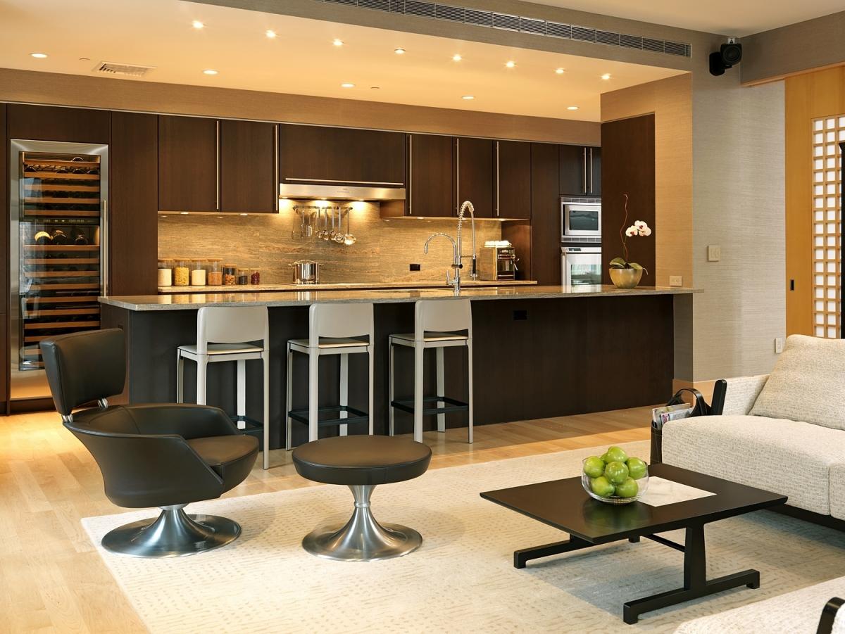 Open Kitchen Decorated Gracious Open Kitchen Design Interior Decorated With Chic Modern Kitchen Cabinet Made From Wooden Material And Living Room Ideas Kitchen Open Kitchen Design With Modern Touch For Futuristic Home Interior