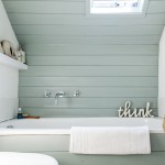 Light Wood Bathroom Gray Light Wood Panel Decorate Bathroom Equipped With White Bathtub Wall Shelf Plus Modern Closet  Decoration  Stylish Personalized Wood Panels In Your Room Designs 