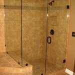Corner Walk With Great Corner Walk In Shower With Built In Bench Plus Glass Door Panel Design Feat Contemporary Brown Tile Idea Bathroom  Elegant Bathroom With Shower Tiles 