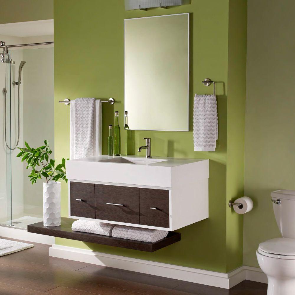 Bathroom Wall Stylish Green Bathroom Wall Idea Feat Stylish Floating Vanity Cabinet And Modern Mounted Toilet Paper Holder Decoration  Cool Stylish Toilet Paper Holder Design 