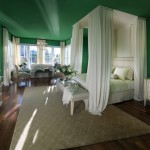Bedroom Painting Canopy Green Bedroom Painting And Wonderful Canopy Bed Design Feat Tufted Area Rug Plus Nice Window Dressing Idea Decoration  Beautiful Window Dressing: The Simple Way To Beautify Window 
