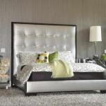 Scheme Bedroom High Grey Scheme Bedroom Design With High Headboard Bed Units With Padded Style And Beautiful Pattern Pillow Covers Beside Two Table Lamps For Bedroom Lighting Ideas Bedroom 15 Elegant Bedroom Table Lamp To Increase Romantic Nuance