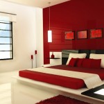 Vertical Lights Glossy Hanging Vertical Lights And Black Glossy Headboard Plus Cream Pillows Bedroom 10 Beautiful Red Accent For Stunning Bedroom Designs