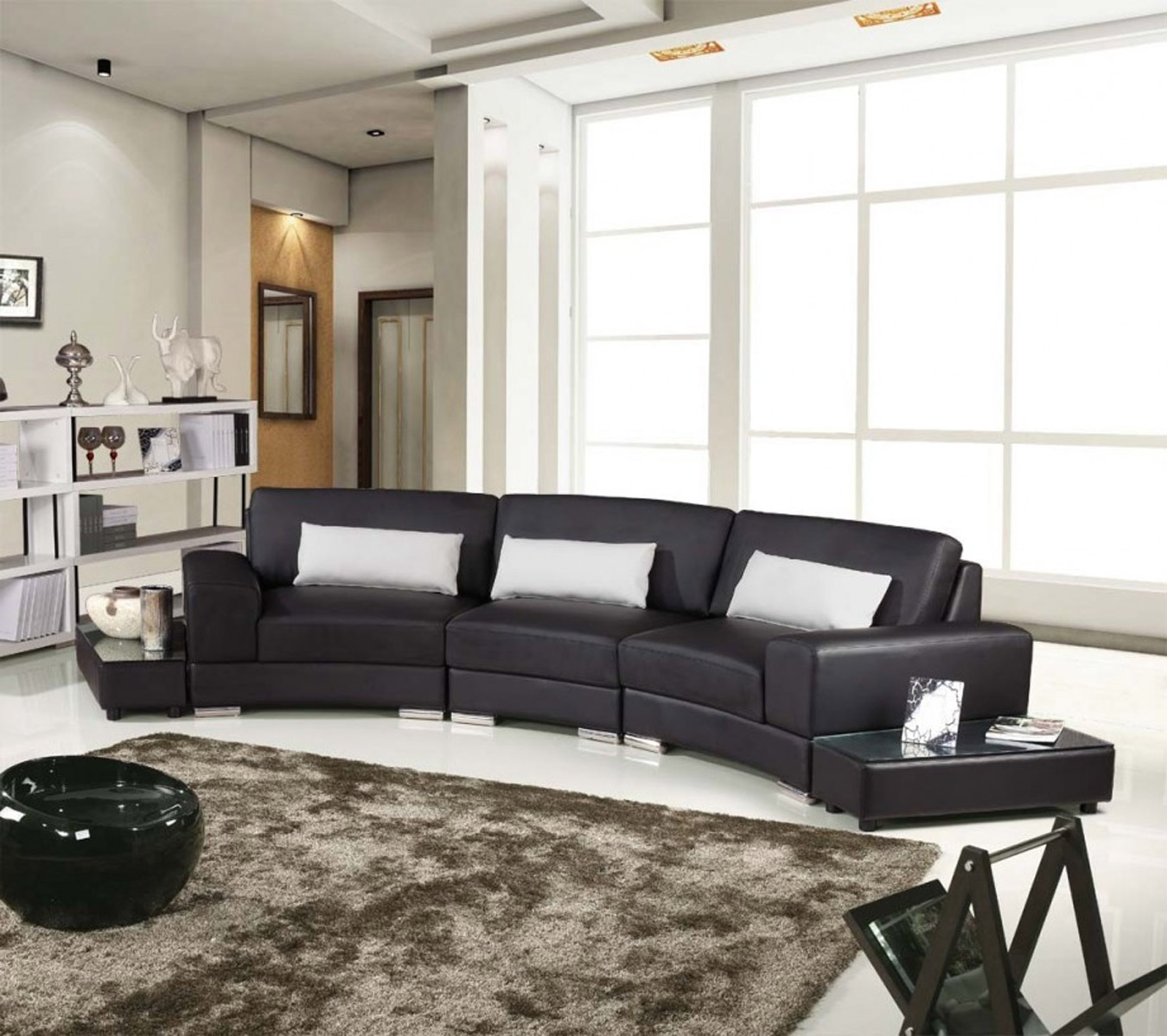 Living Room Studio Heavenly Living Room Furniture For Studio Apartments Design Ideas With Modern Black Leather Sofa Bed IKEA Also White Ceramic Floor Designs Plus Stunning Bookshelf Ideas Living Room Find Suitable Living Room Furniture With Your Style