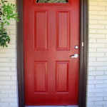 Exterior Design Red Home Exterior Design Decorated With Red Front Door Ideas Made From Wooden Material And Burlap Mats Design Exterior Red Front Door As Surprising Door Design For Modern Home